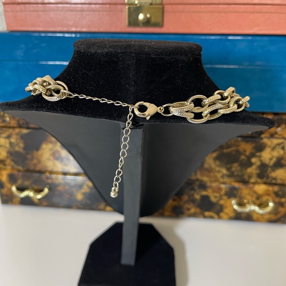Gold-Tone Link Chain Double Strand Necklace - Picture 4 of 4